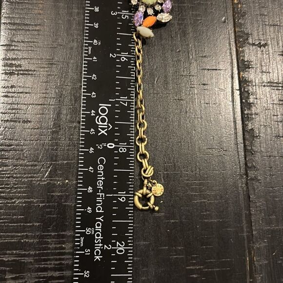 J. Crew Gold Tone Bib Style Pastel Rhinestone Statement Necklace Floral​​​​​​ - Picture 7 of 7